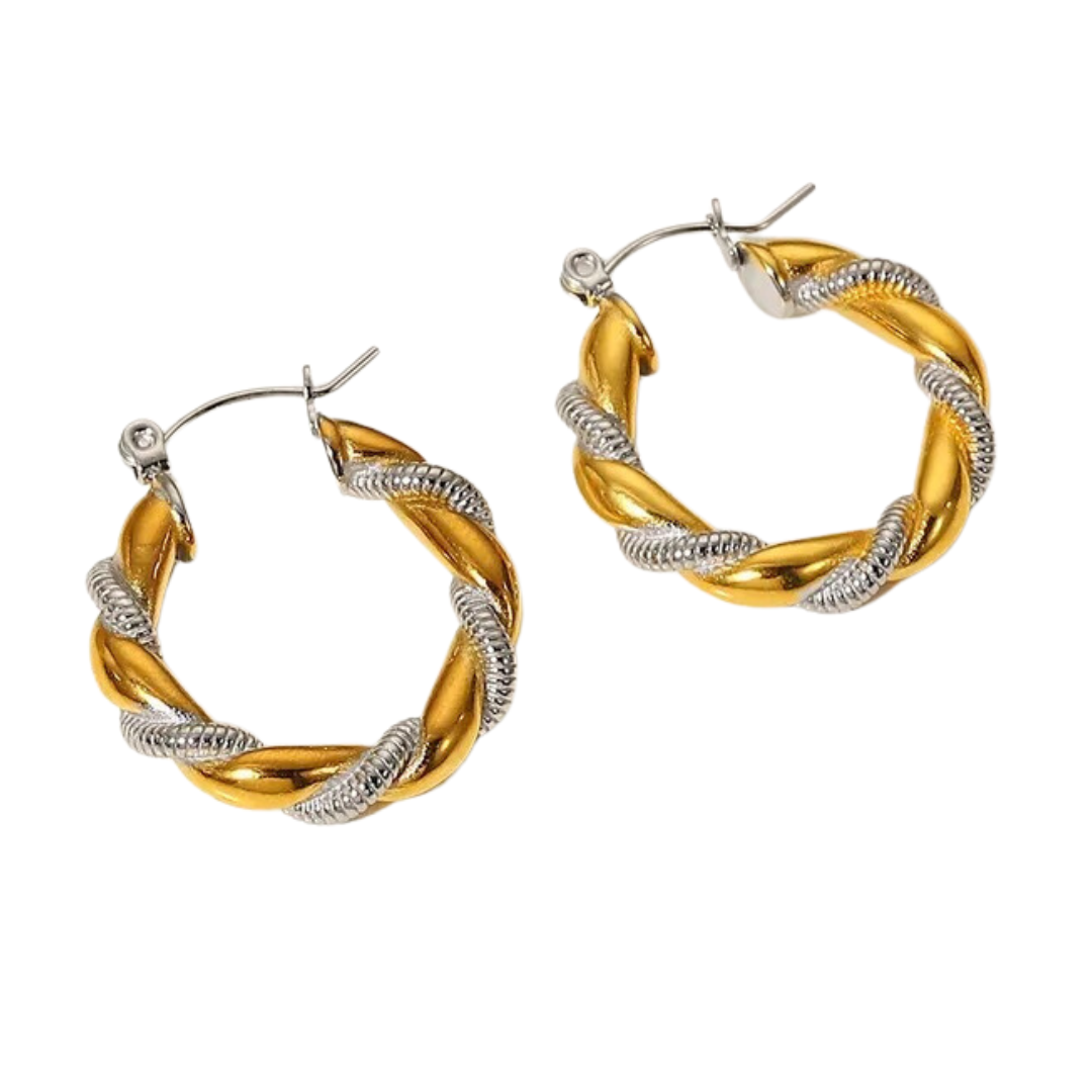 Croissant Gold and Silver Hoops