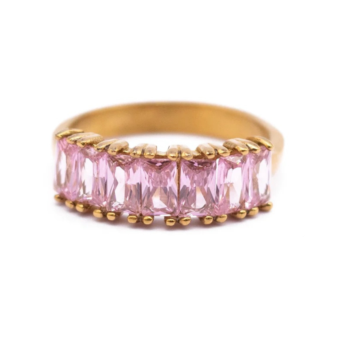 Baguette Pink Ring Talla 7